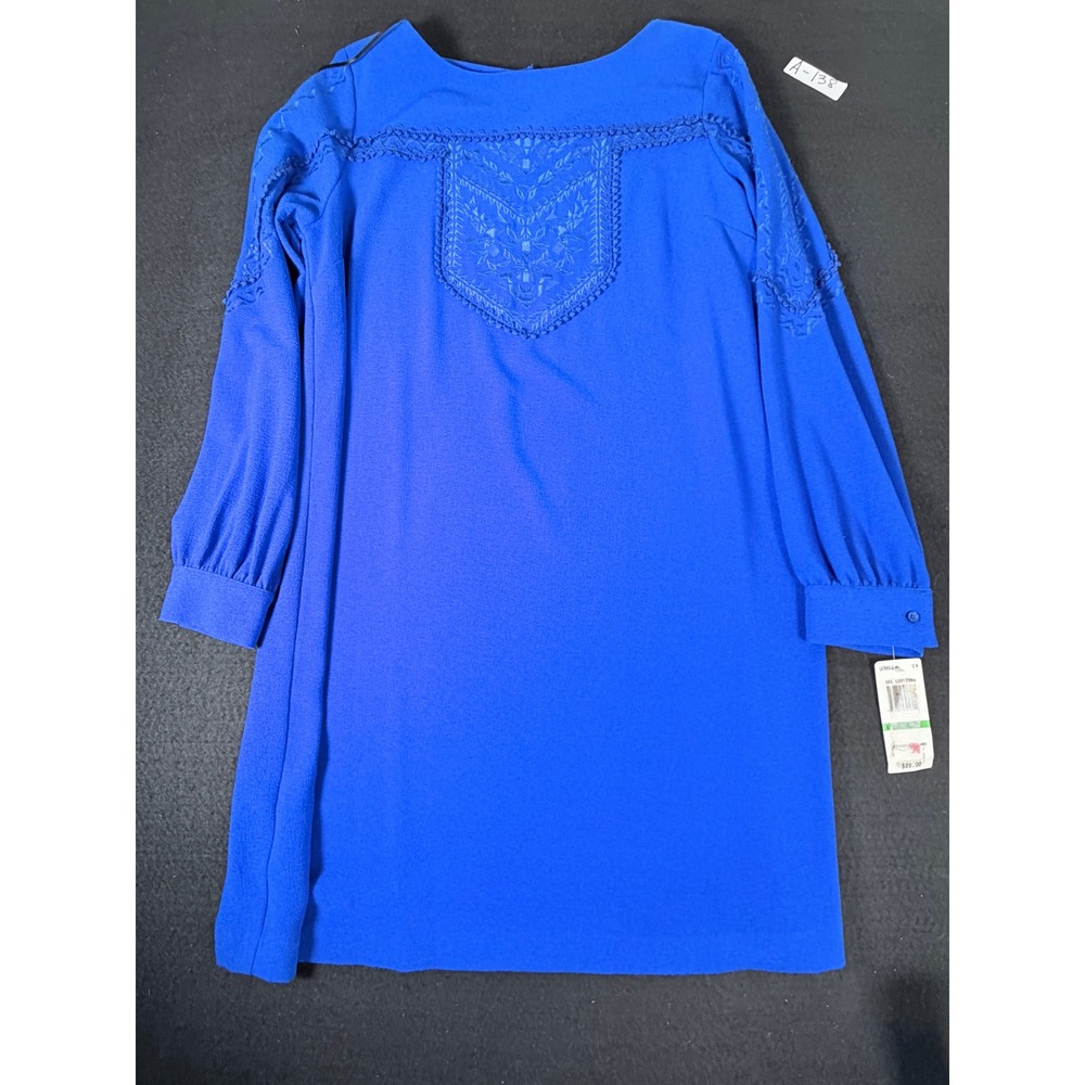 Gibson Latimer Womens Royal Blue Embroidered Long Sleeve Shift Dress LA7886SJC L